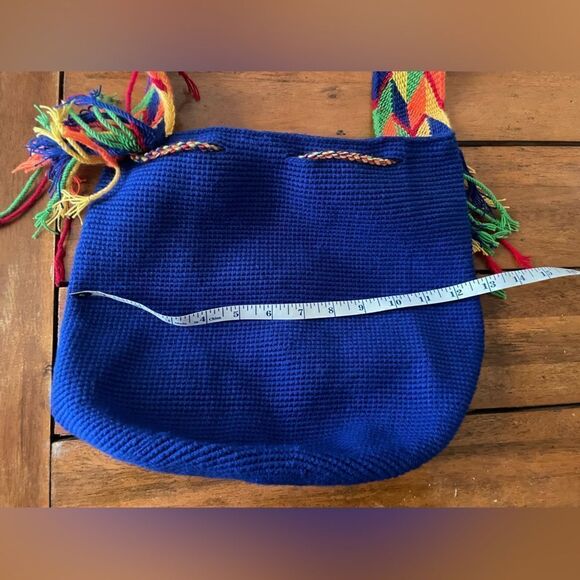 Authentic Handwoven Wayuu Tribe Bag/Handmade in Colombia blue / multicolor boho - Picture 6 of 9